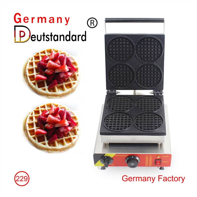 Commercial snack machine four round shape waffle machine