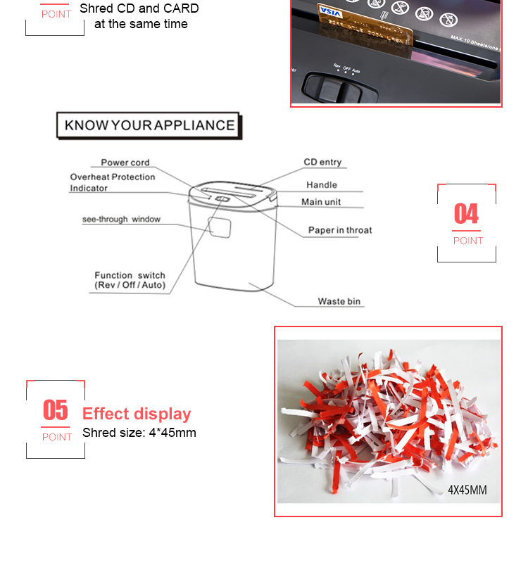 Comix Normal Size and Strip-Cut Cross-Cut Type a4 office paper shredder