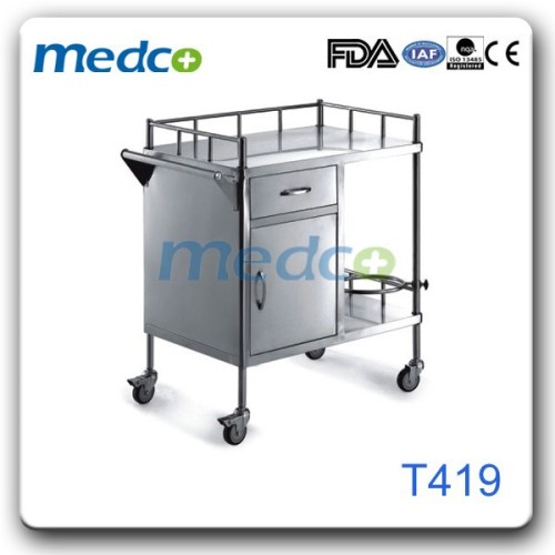 Hospital stainless steel emergency hand cart T419