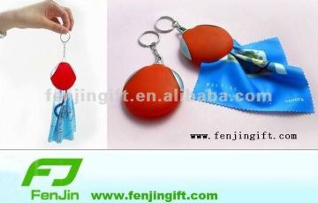 Promotional logo glasses cloth keychain