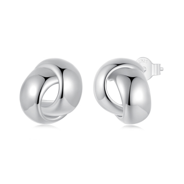 Light Luxury 925 Sterling Silver Twisted Stud Earrings for Women - Fashion Fine Party Shiny Earrings