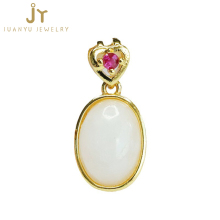 High-Quality White Hetian Jade Pendants: A Blend of Fashion Jewelry, Gold Plated Brass, and Natural Stone