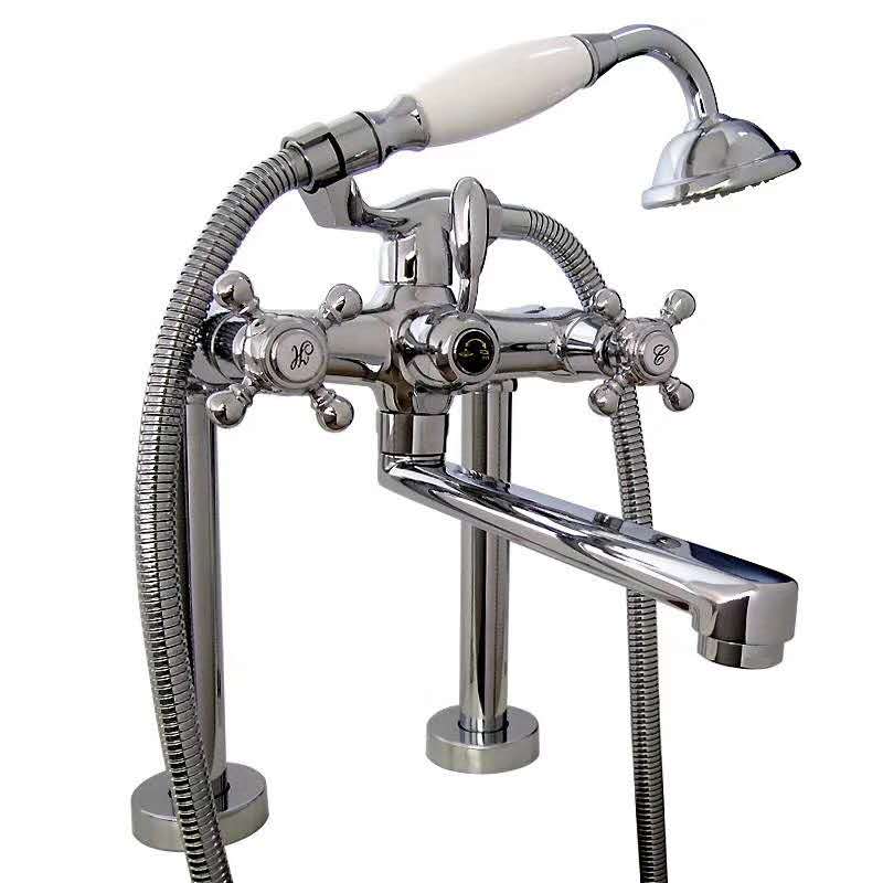 유럽 손 샤워를 가진 호화스러운 측벽 산 금관 악기 황금 욕조 꼭지