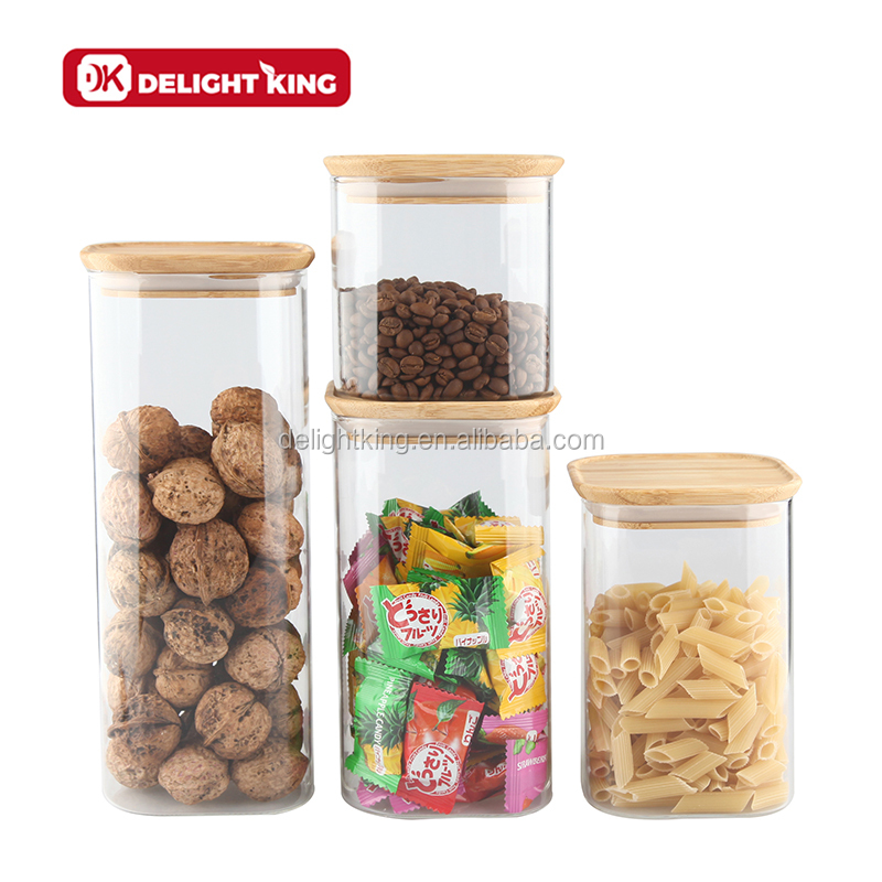 Square Glass Storage Jar for Nut