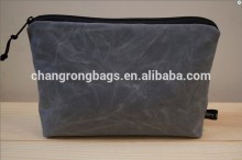 High quality and personalized waxed canvas unisex zippered pouch , waterproof pouch for swimming , fabric zipper pouches