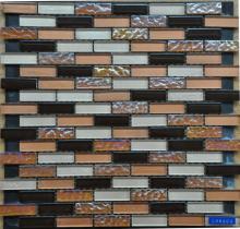 Glossy Bumpy Mixed Brown Mosaic Tile