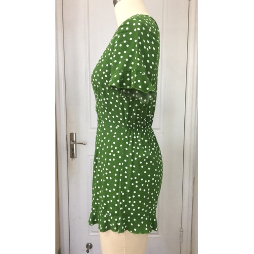 China Green Ruffle Polka Dots Romper Manufactory