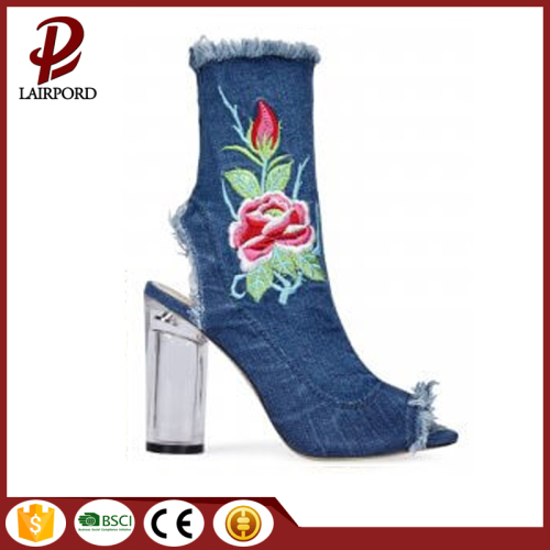 Women's Embroidery Floral open Toe booties sandal