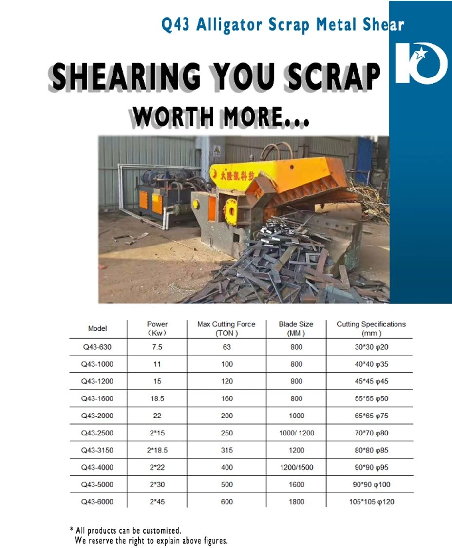 Q43 Hydraulic Metal Shear 63t