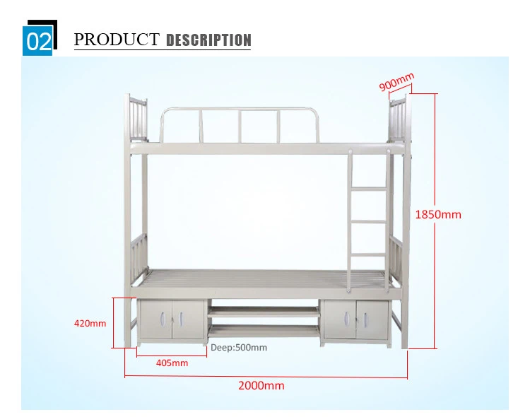 Mingxiu Office Furniture Metal Frame Bunk Beds / Metal Student Dormitory Bunk Bed with Locker