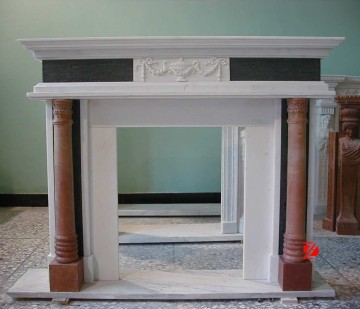 hand carved stone indoor decorative fireplace surround