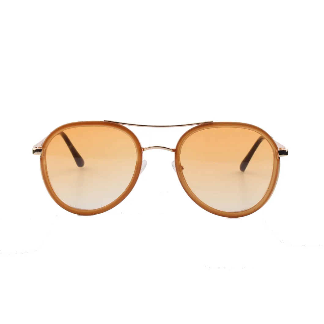 2018 Classical Round Shape Sunglasses with Metal Bridge and Temple