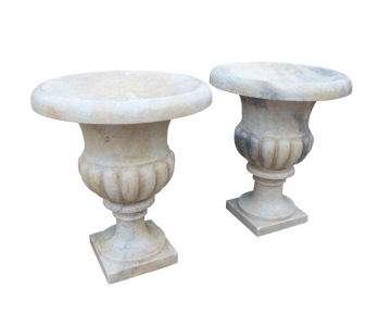 Natural White Marble Cups with Rounded Edges Pair