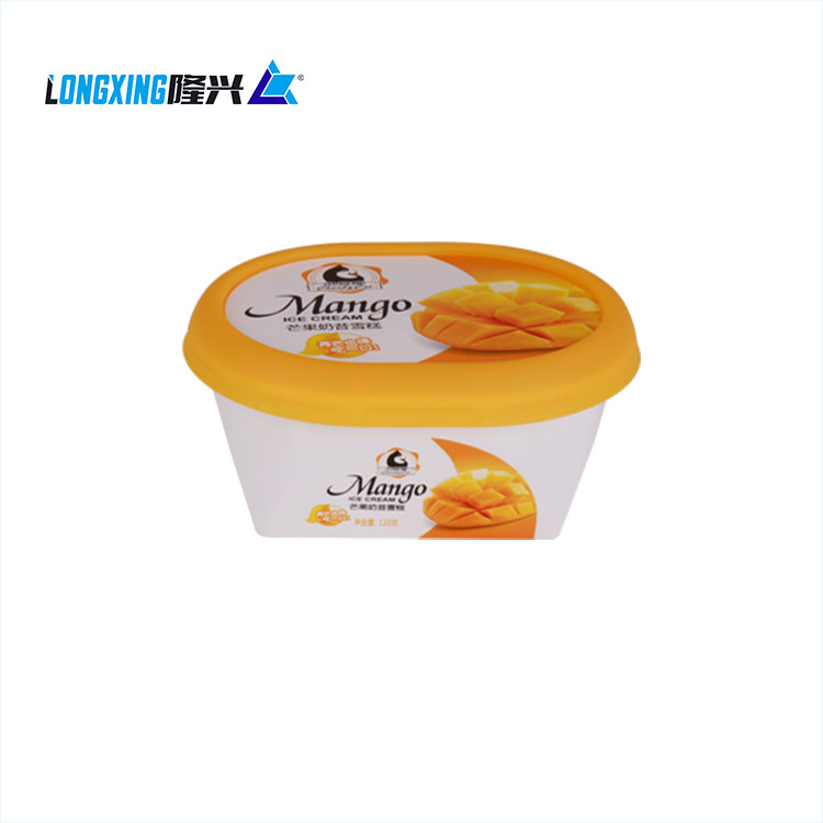 oval injection in mold label plastic PP cup with plastic lid for ice cream