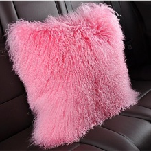Square Sofa Decorative Mongolian Lamb Fur Cushion Cover
