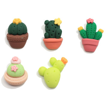 Dessin animé Cactus résine Flatback artisanat artificiel succulent Art décor fête noël ornement accessoire collier fabrication de bijoux