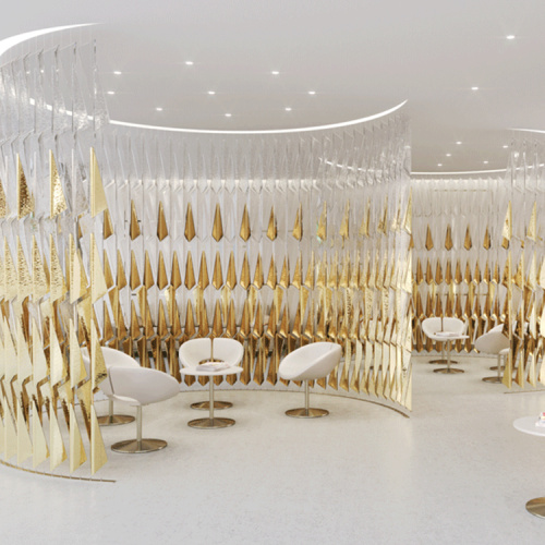 Proyecto de lobby de banquetes candelabro de cristal dorado creativo.