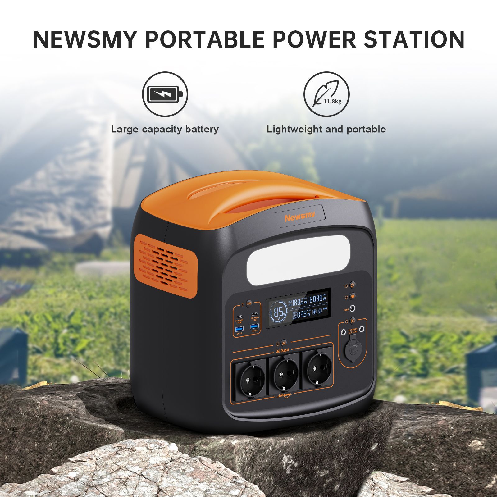 Newsmy NECESPOW N1200 Portable Power Station 1200W factory price with solar panel with Long Lasting time power provider 921Wh