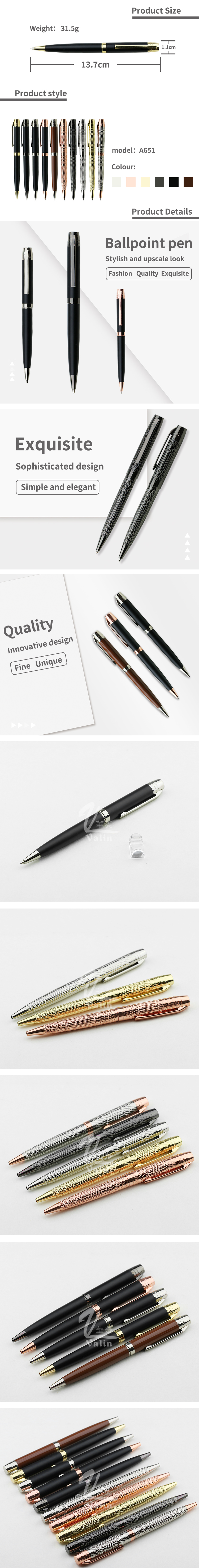 Professional product machine 6 metallic color ballpoint pen for gift