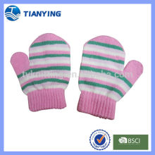 wholesale kids winter stripe knitted mitten gloves