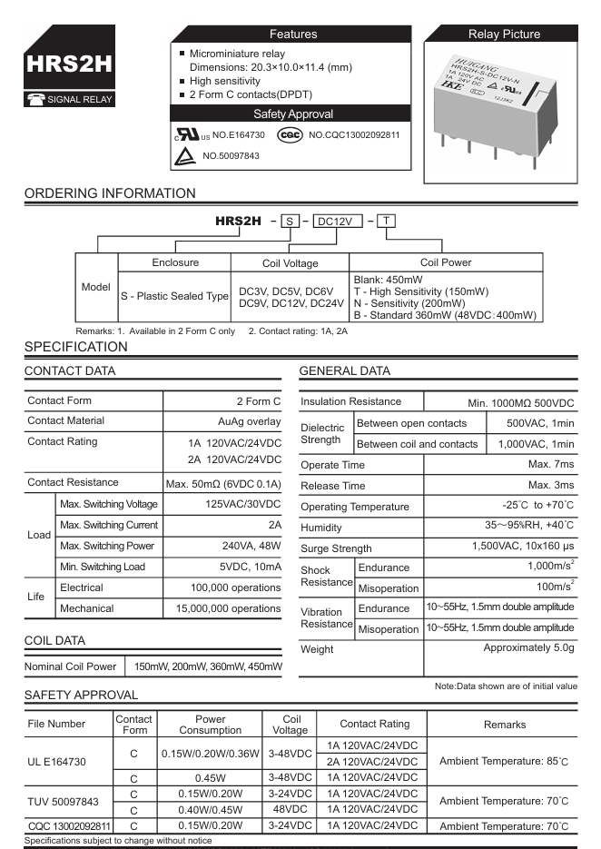 HRS4H-S-DC5V-C HRS4H-S-DC12V-C HRS4H-S-DC24V-C 5pin 10A Signal relay Brand New Original Small relay