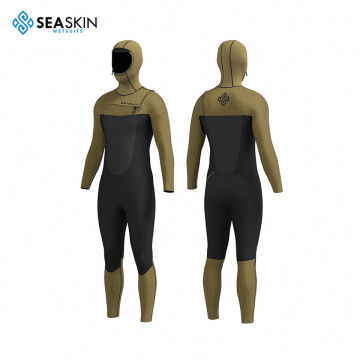 Seaskin Men 5/4mm Wetsuit dengan kap untuk berselancar