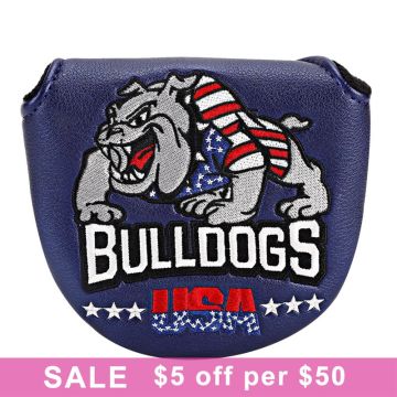 Golf Putter Headcover Dull Dogs Golf Mallet Putter Headcovers Golf Club Head Cover Leather Embroidery Magnetic Free Shipping