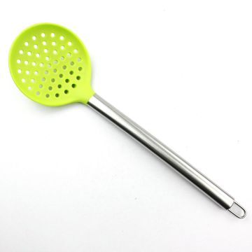 Silicone Kitchen Skimmer Stay-cool Stainless Steel Handle