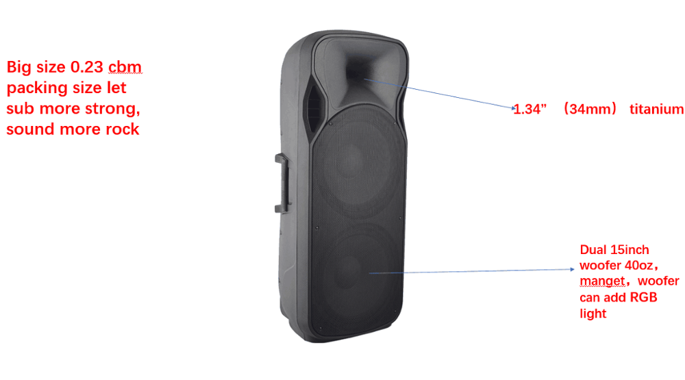 Dual 15inch plastic active outdoor speaker pro pa