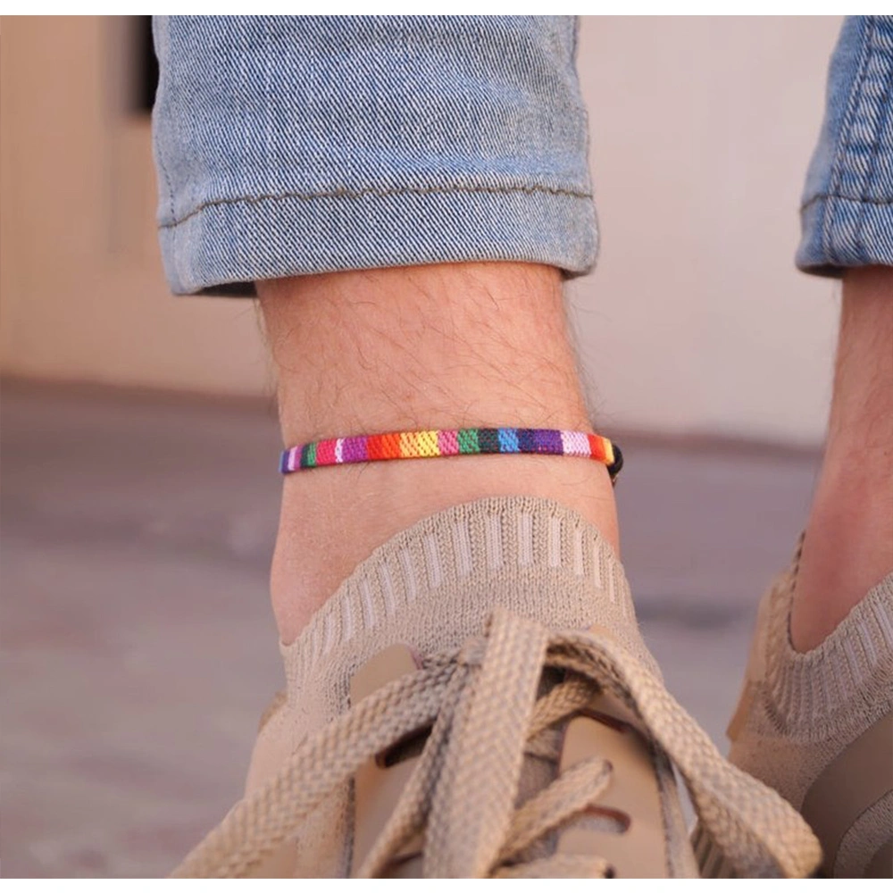 New Gay Hand-Woven Rainbow Anklet Love Is Love Gay New Foot Rope