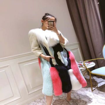 YRC087 YR FUR women fashion Show velvet mink fur coat long vision imported mink fur overcoat