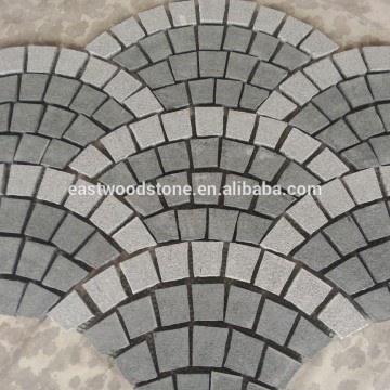 White and grey mixed cobble stone mosaic