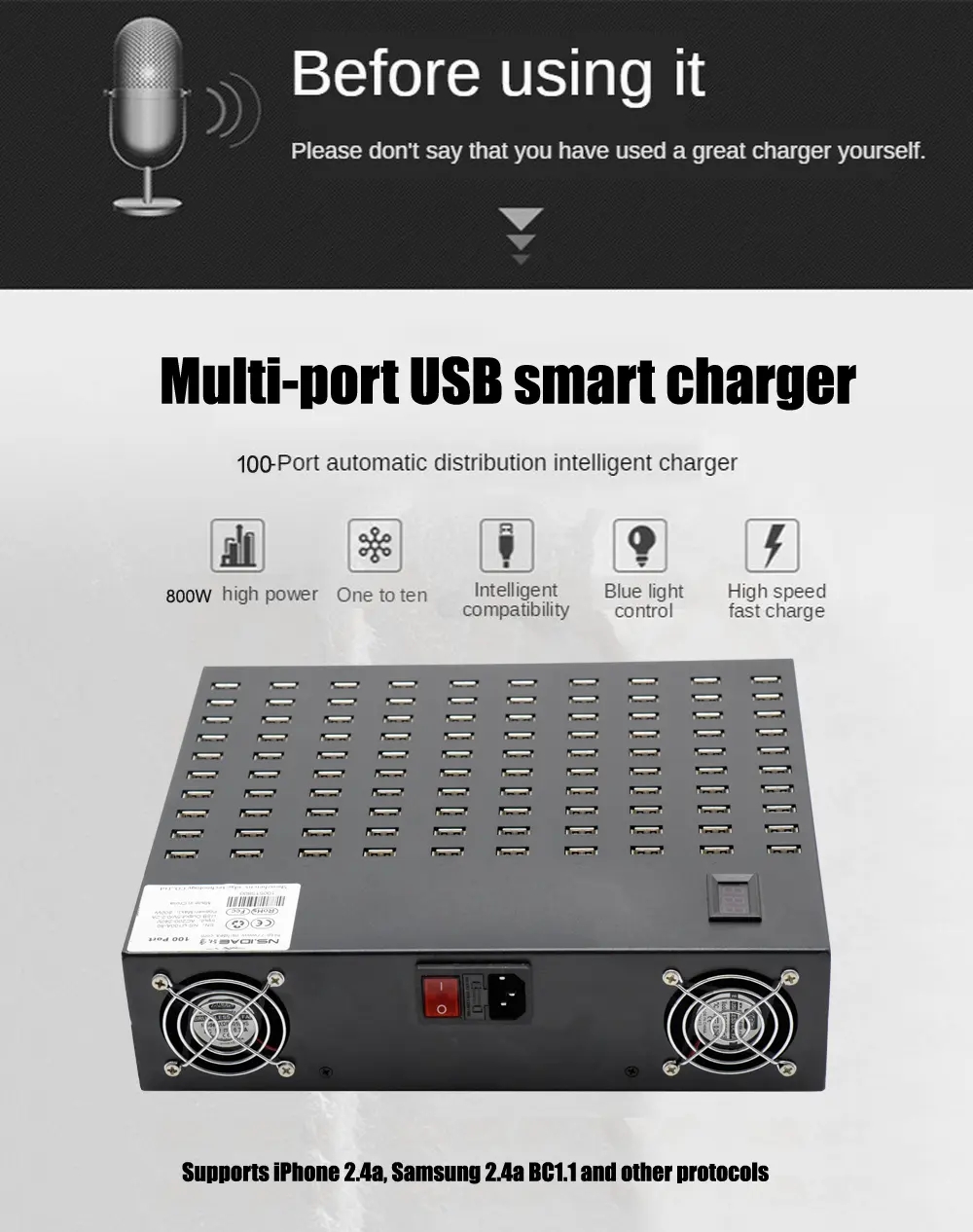 multi-port USB smart charger 100-port automatic distribution intelligent charger multi-port USB smart charger 100-port automatic distribution intelligent charger