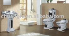 Sanitary Ware Decorated Pedestal Wash Basin bathroom ceramic suite
