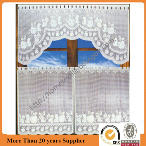 Jacquard 3pcs rendas cortinas cozinha com camada