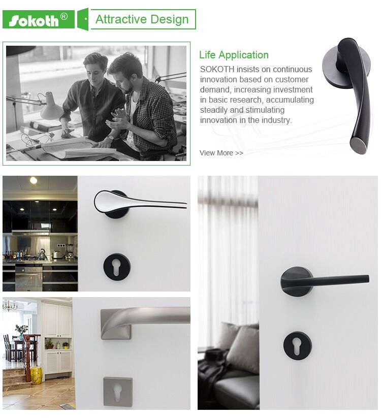 New Modern Design Matt Black Interior and Exterior aluminum Door handle hardware in Russia