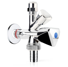 Chrome Plated 3-Way Angle Valve with ABS Handles in G1/2", G3/4", G3/8" Threads for Washing Machines - Messing Brass Construction