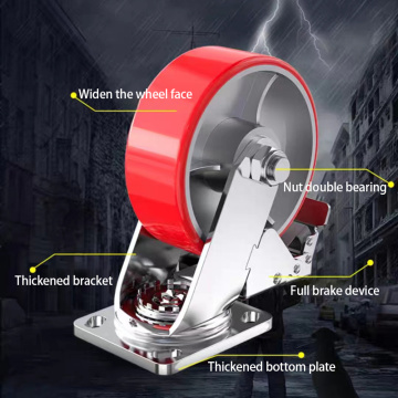 PU Caster de goma de servicio pesado Rueda de rodillo Rueda de alta carga Ruedas de alta temperatura Reladores giratorios industriales