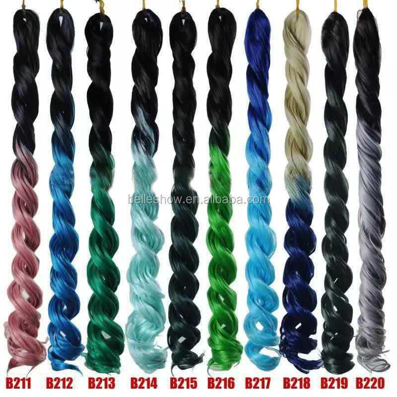 Hot sell  20inch 100g wholesale crochet braid fiber jumbo braids deep wave hair ombre synthetic braiding hair extensions