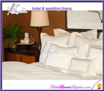 embroidered hotel bedding , embroidered hotel bed linens made of 200TC white plain percale