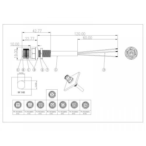 M12B Tipo de noz de metal feminino