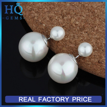 Hot sale 925 sterling silver pearl earrings double pearl balls stud earrings