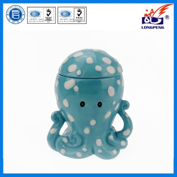 Ceramic Ocean Series Ceramic 3D Octopus Cake Plate with Cover