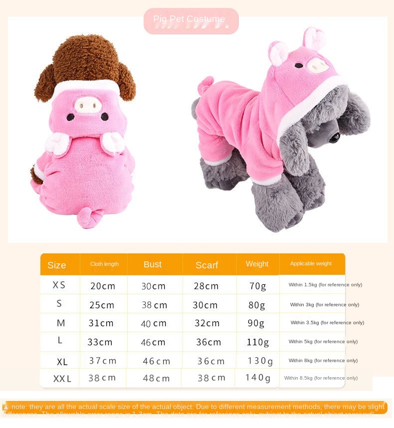 New Teddy Autumn and Winter Pet Clothes Coral Fleece Dog Costume Cartoon Dog Pet Costume