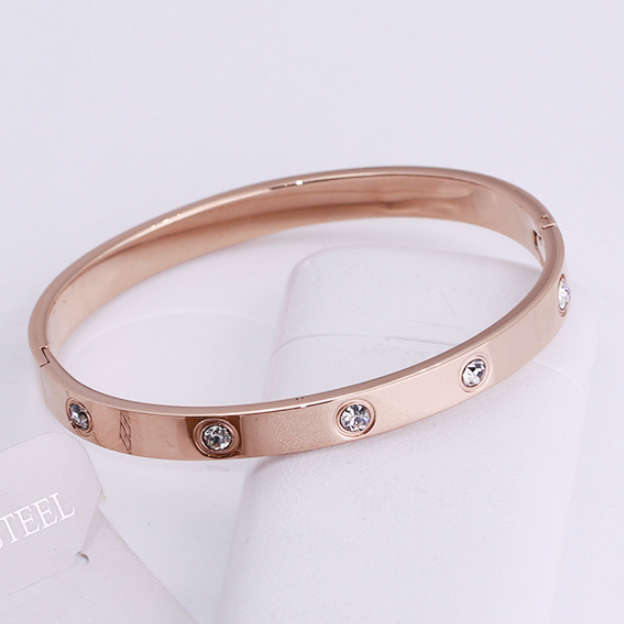 Fashion Jewelry Women's Jewelry Bangle Zircon Fashion 18k Stainless Steel Gold Bangle