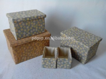 S/5 Lidded Rectangular Jute Storage Box