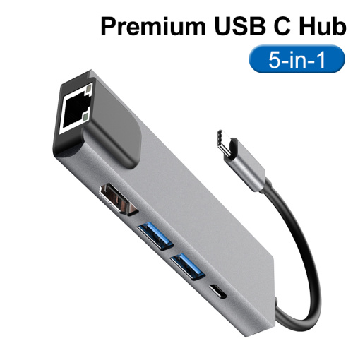 Concentradores USB 5 en 1 con HDMI RJ45 PD