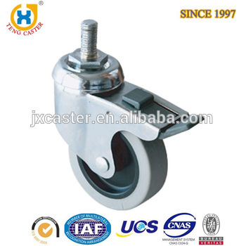Threaded Stem Swivel PU Casters with total brake