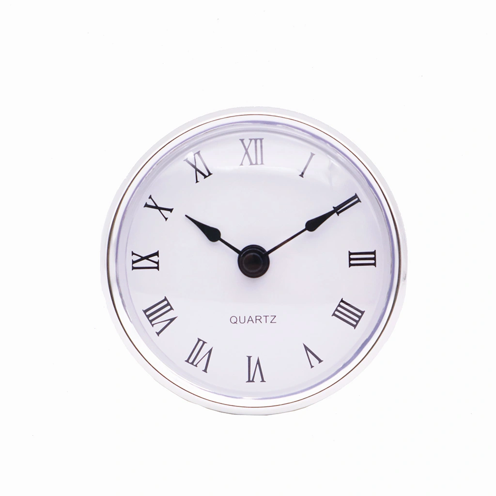 80mm Silver Frame Clock Insert with PVC Roma Dial