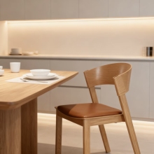 Leather Upholstered Comfortable Solid Wood Dining Chairs